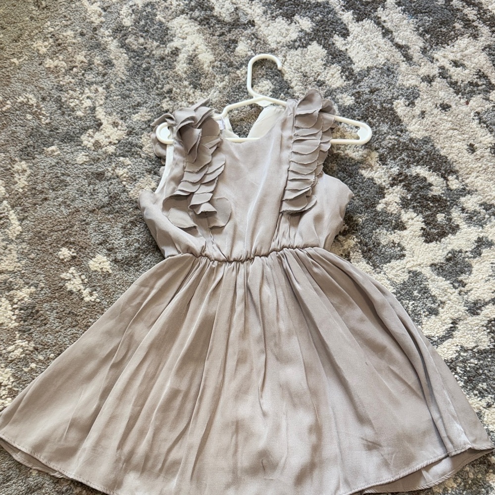 Charming Ruffled Kids Dress in Soft Tan